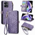 For Realme 10 Pro Geometric Zipper Wallet Side Buckle Leather Phone Case(Purple) - 1