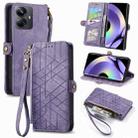 For Realme 10 Pro+ Geometric Zipper Wallet Side Buckle Leather Phone Case(Purple) - 1