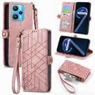 For Realme 9 Pro Geometric Zipper Wallet Side Buckle Leather Phone Case(Pink) - 1