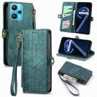 For Realme 9 Pro Geometric Zipper Wallet Side Buckle Leather Phone Case(Green) - 1