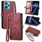 For Realme 9 Pro Geometric Zipper Wallet Side Buckle Leather Phone Case(Red) - 1