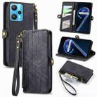 For Realme 9 Pro Geometric Zipper Wallet Side Buckle Leather Phone Case(Black) - 1