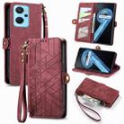 For Realme 9i Geometric Zipper Wallet Side Buckle Leather Phone Case(Red) - 1