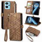 For Realme 9i Geometric Zipper Wallet Side Buckle Leather Phone Case(Brown) - 1