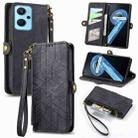 For Realme 9i Geometric Zipper Wallet Side Buckle Leather Phone Case(Black) - 1
