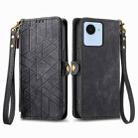 For Realme 9i Geometric Zipper Wallet Side Buckle Leather Phone Case(Black) - 2