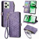 For Realme C35 Geometric Zipper Wallet Side Buckle Leather Phone Case(Purple) - 1