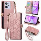 For Realme C31 Geometric Zipper Wallet Side Buckle Leather Phone Case(Pink) - 1
