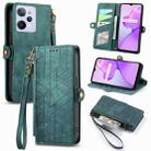 For Realme C31 Geometric Zipper Wallet Side Buckle Leather Phone Case(Green) - 1