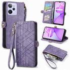 For Realme C31 Geometric Zipper Wallet Side Buckle Leather Phone Case(Purple) - 1