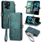For Realme 9i 5G Geometric Zipper Wallet Side Buckle Leather Phone Case(Green) - 1