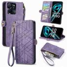 For Realme 9i 5G Geometric Zipper Wallet Side Buckle Leather Phone Case(Purple) - 1