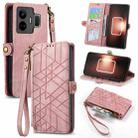 For Realme GT NEO 5 Geometric Zipper Wallet Side Buckle Leather Phone Case(Pink) - 1