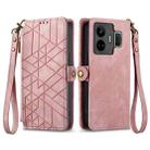 For Realme GT NEO 5 Geometric Zipper Wallet Side Buckle Leather Phone Case(Pink) - 2