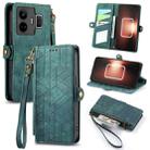 For Realme GT NEO 5 Geometric Zipper Wallet Side Buckle Leather Phone Case(Green) - 1