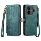 For Realme GT NEO 5 Geometric Zipper Wallet Side Buckle Leather Phone Case(Green) - 2