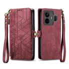 For Realme GT NEO 5 Geometric Zipper Wallet Side Buckle Leather Phone Case(Red) - 2