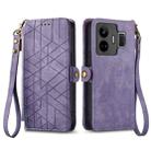 For Realme GT NEO 5 Geometric Zipper Wallet Side Buckle Leather Phone Case(Purple) - 2