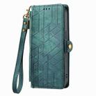For Realme 5 / 5i / 6i Geometric Zipper Wallet Side Buckle Leather Phone Case(Green) - 2