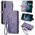 For Realme 5 / 5i / 6i Geometric Zipper Wallet Side Buckle Leather Phone Case(Purple) - 1