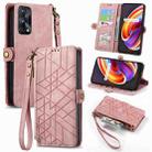 For Realme X7 Pro Geometric Zipper Wallet Side Buckle Leather Phone Case(Pink) - 1