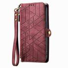 For Realme 7 Geometric Zipper Wallet Side Buckle Leather Phone Case(Red) - 2