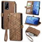 For Realme 7 Geometric Zipper Wallet Side Buckle Leather Phone Case(Brown) - 1