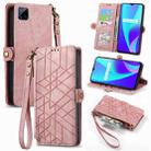 For Realme C15 / C12 / C25S Geometric Zipper Wallet Side Buckle Leather Phone Case(Pink) - 1