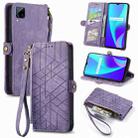For Realme C15 / C12 / C25S Geometric Zipper Wallet Side Buckle Leather Phone Case(Purple) - 1