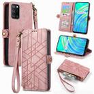 For Realme C17 / 7i Geometric Zipper Wallet Side Buckle Leather Phone Case(Pink) - 1