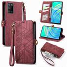 For Realme C17 / 7i Geometric Zipper Wallet Side Buckle Leather Phone Case(Red) - 1