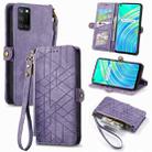 For Realme C17 / 7i Geometric Zipper Wallet Side Buckle Leather Phone Case(Purple) - 1