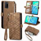 For Realme C17 / 7i Geometric Zipper Wallet Side Buckle Leather Phone Case(Brown) - 1
