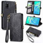 For Realme C17 / 7i Geometric Zipper Wallet Side Buckle Leather Phone Case(Black) - 1