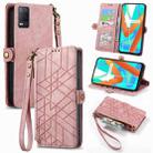 For Realme V13  5G / 8 5G Geometric Zipper Wallet Side Buckle Leather Phone Case(Pink) - 1