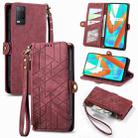 For Realme V13  5G / 8 5G Geometric Zipper Wallet Side Buckle Leather Phone Case(Red) - 1