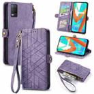 For Realme V13  5G / 8 5G Geometric Zipper Wallet Side Buckle Leather Phone Case(Purple) - 1