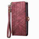 For Realme C21Y/C25Y Geometric Zipper Wallet Side Buckle Leather Phone Case(Red) - 2