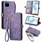 For Realme C21Y/C25Y Geometric Zipper Wallet Side Buckle Leather Phone Case(Purple) - 1