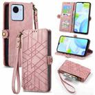 For Realme C30S Geometric Zipper Wallet Side Buckle Leather Phone Case(Pink) - 1