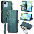 For Realme C30S Geometric Zipper Wallet Side Buckle Leather Phone Case(Green) - 1