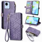 For Realme C30S Geometric Zipper Wallet Side Buckle Leather Phone Case(Purple) - 1