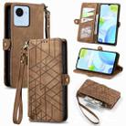 For Realme C30S Geometric Zipper Wallet Side Buckle Leather Phone Case(Brown) - 1