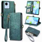 For Realme C30 Geometric Zipper Wallet Side Buckle Leather Phone Case(Green) - 1