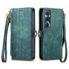 For Realme C65 Geometric Zipper Wallet Side Buckle Leather Phone Case(Green) - 1