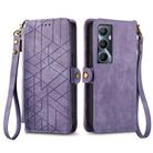 For Realme C65 Geometric Zipper Wallet Side Buckle Leather Phone Case(Purple) - 1