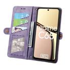 For Realme C65 Geometric Zipper Wallet Side Buckle Leather Phone Case(Purple) - 3