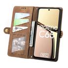 For Realme C65 Geometric Zipper Wallet Side Buckle Leather Phone Case(Brown) - 3