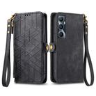 For Realme C65 Geometric Zipper Wallet Side Buckle Leather Phone Case(Black) - 1