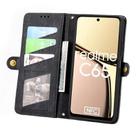 For Realme C65 Geometric Zipper Wallet Side Buckle Leather Phone Case(Black) - 3